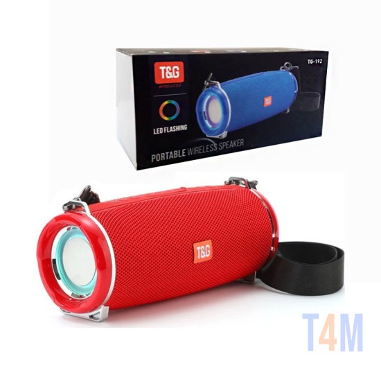 COLUNA DE SOM SEM FIO T&G TG-192 FM/AUX/USB 10Wx2 VERMELHO